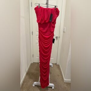 “New” Lulu’s Hot Pink Ruched Gown sizeS